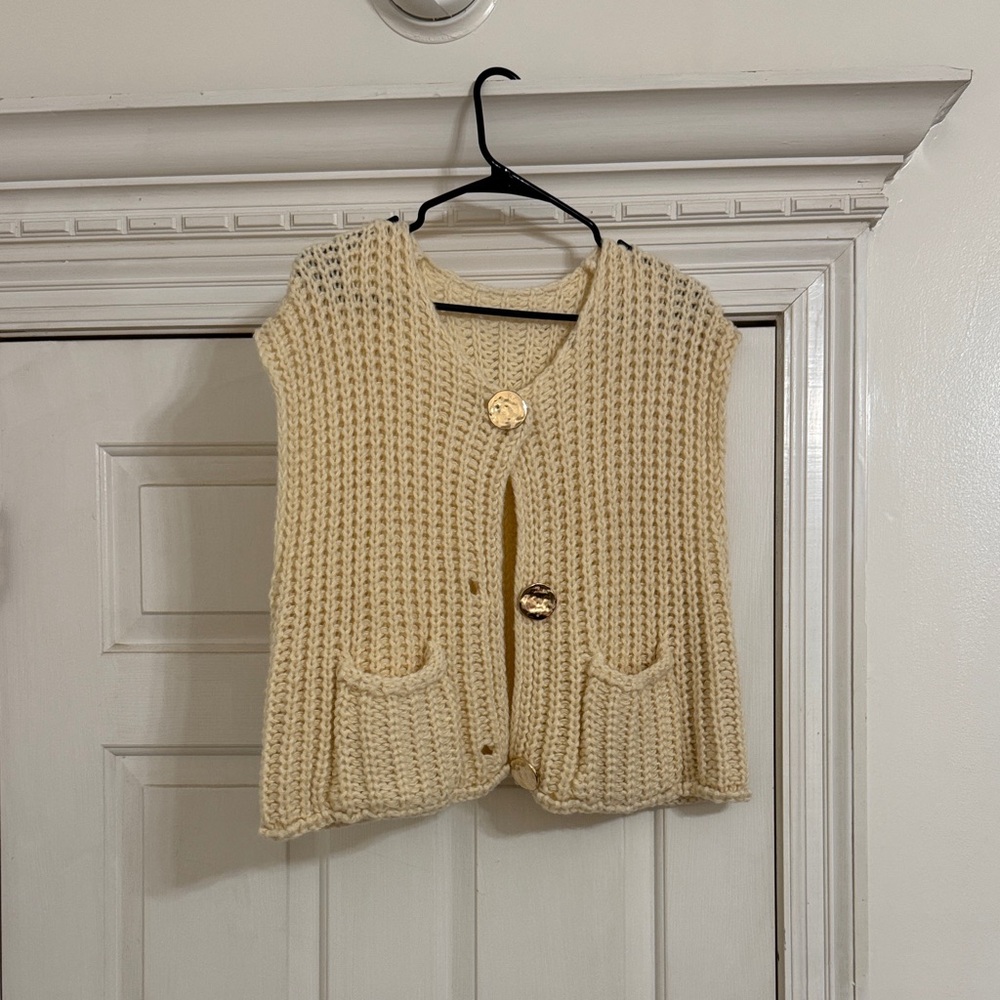 Fashion Bug Cream Knit Cardigan Vest
